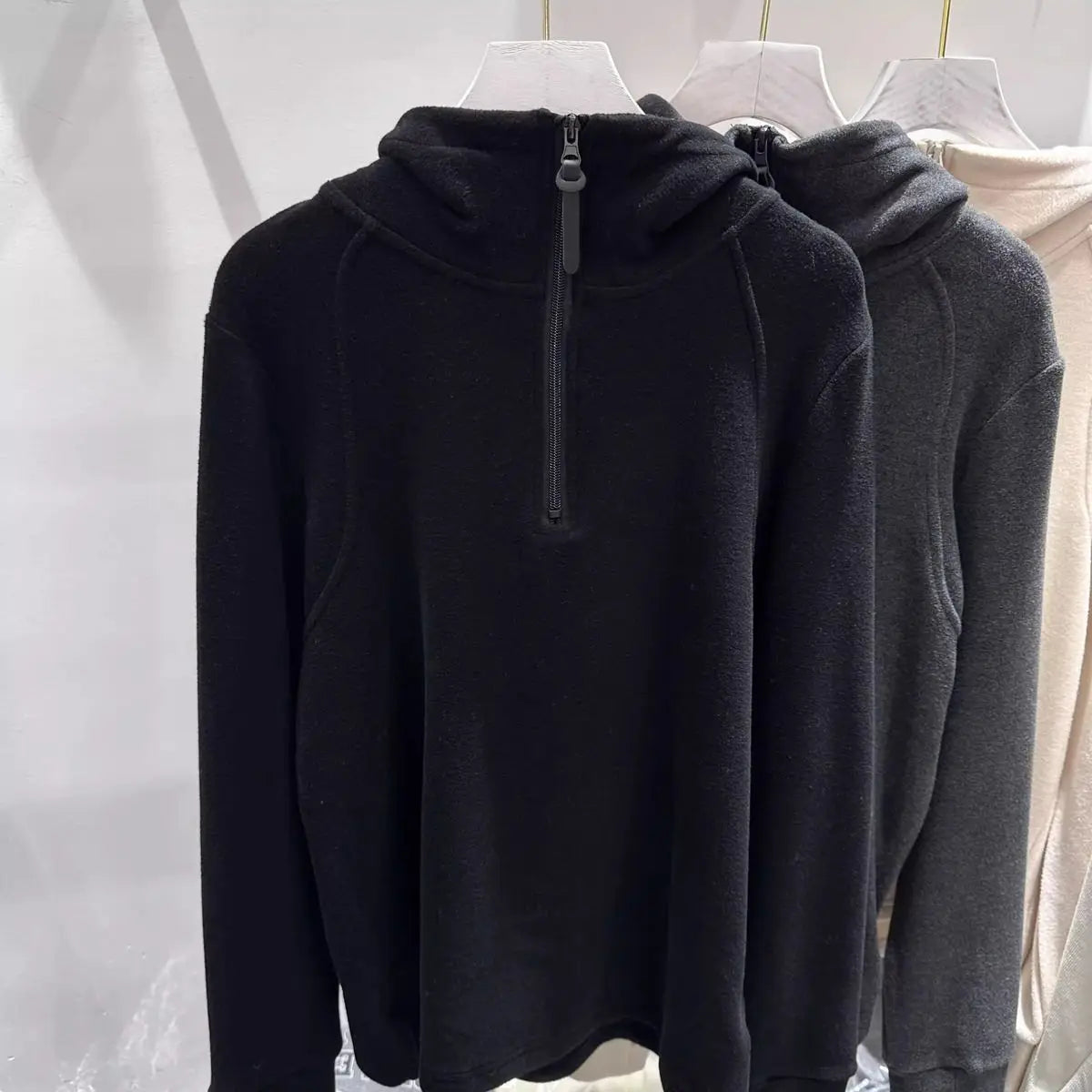 With Hat  Hoodies for Women Half-zip Simple Solid Korean Fashion All-match Streetwear Chic Design Causal Autumn Winter Tops Y2k