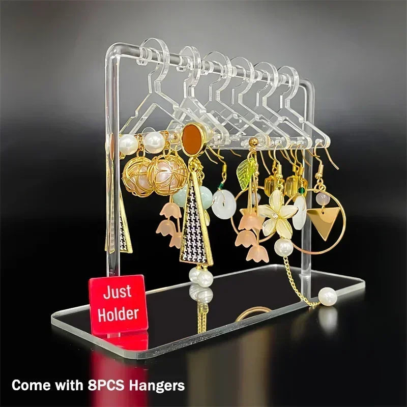 8pcs Hangers Earring Jewelry Hanger Display Stand Acrylic Organizer Creative Coat Hanger Shape Tabletop Ear Stud Jewelry Storage Viralgem Store