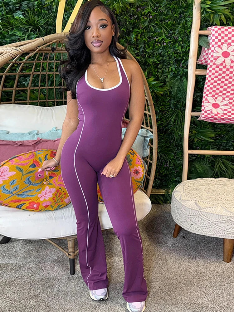 Weird Puss Sporty Women Jumpsuits Fitness Casual Summer O-neck Sleeveless Skinny Overalls Female Active Workou Overall Viralgem Store