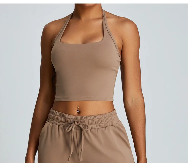 YJ-Spring and Summer New Halter Yoga Vest Women's Sling Beauty Back Exercise Underwear Slim Fit and Quick-Drying Yoga Clothes Br