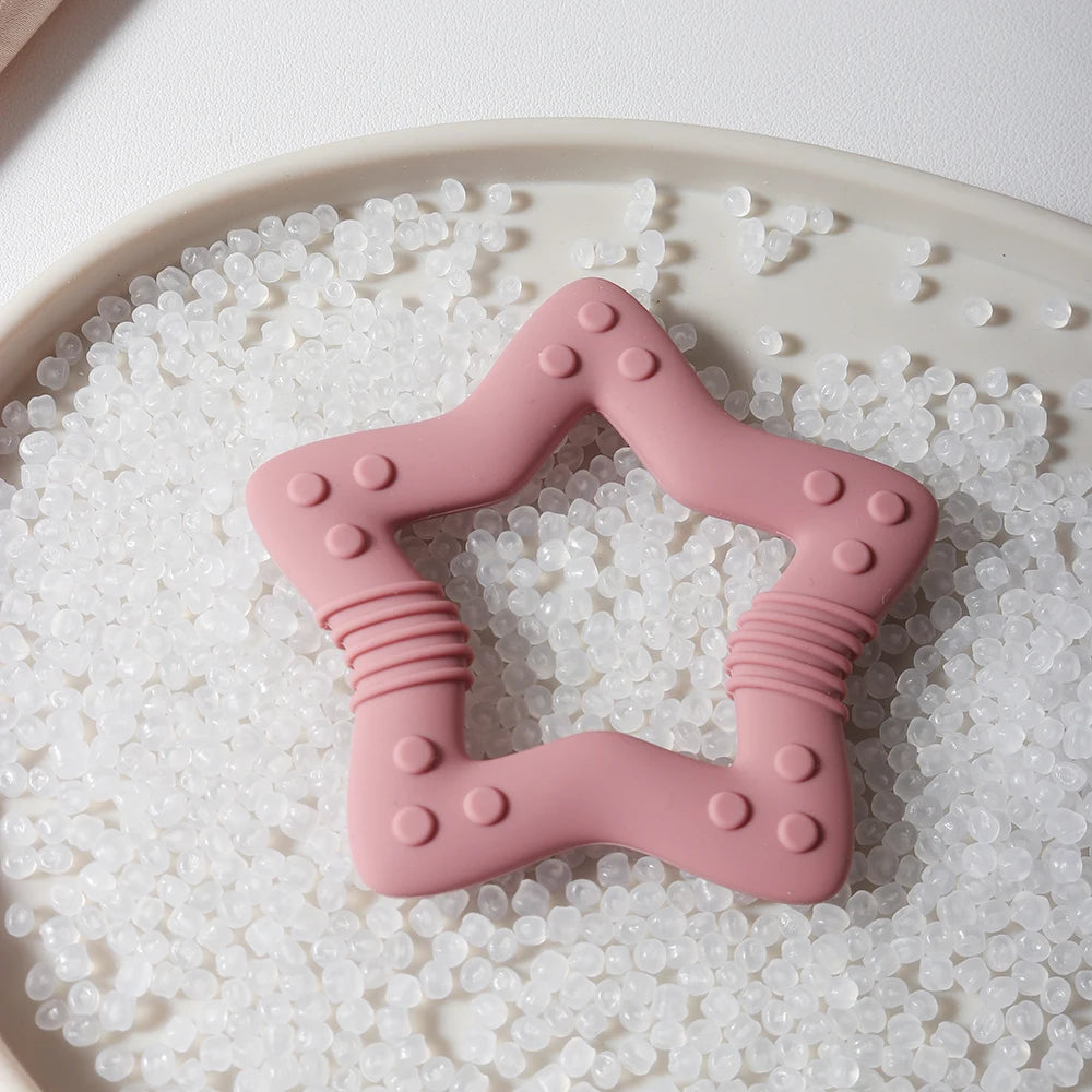 2024 new star silicone teether Food Grade heart baby Teething toy