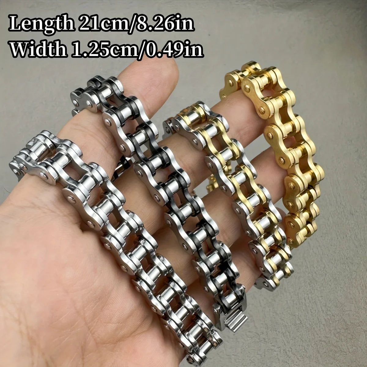 1pcs Punk Rock Stainless Steel Biker Mens Bracelet Link Chain Motorcycle Bike Bicycle Chain Bracelets Bangles Jewelry