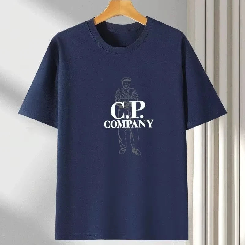 2025 New Short-sleeved T-shirt Summer New European and American CP Letter Casual Loose Round Neck Half-sleeved T-shirt Fashion