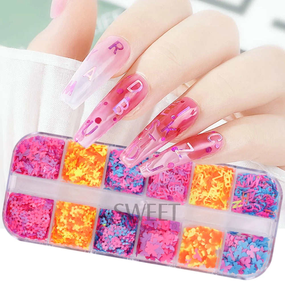 12 Grids Opal Dream Crystal Sequins Nail Flake Galaxy Iridescent Aurora 3D Paillette for Winter Autumn Manicure Decoration SWYFH Viralgem Store