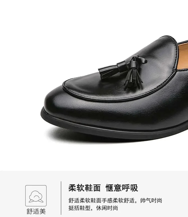 2023 New Classic Men Business Shoes British Breathable Simple Tassel Leather Shoes Style Casual Dress Shoes Mens Size 38-46 Viralgem Store