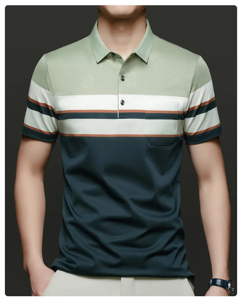 Top Grade Summer Brand Polo Shirts For Men Designer Summer Stripped Luxury Short Sleeve Slim Casual Tops Fashions Men Clothes Viralgem Store