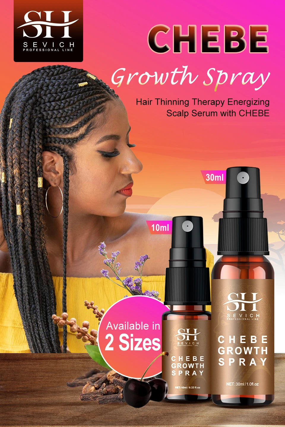 10ml Chebe Spray Fast Hair Growth Oil Hair Loss Treatment Traction Alopecia Spray Repair Damage Anti Hair Break Hair Care Spray