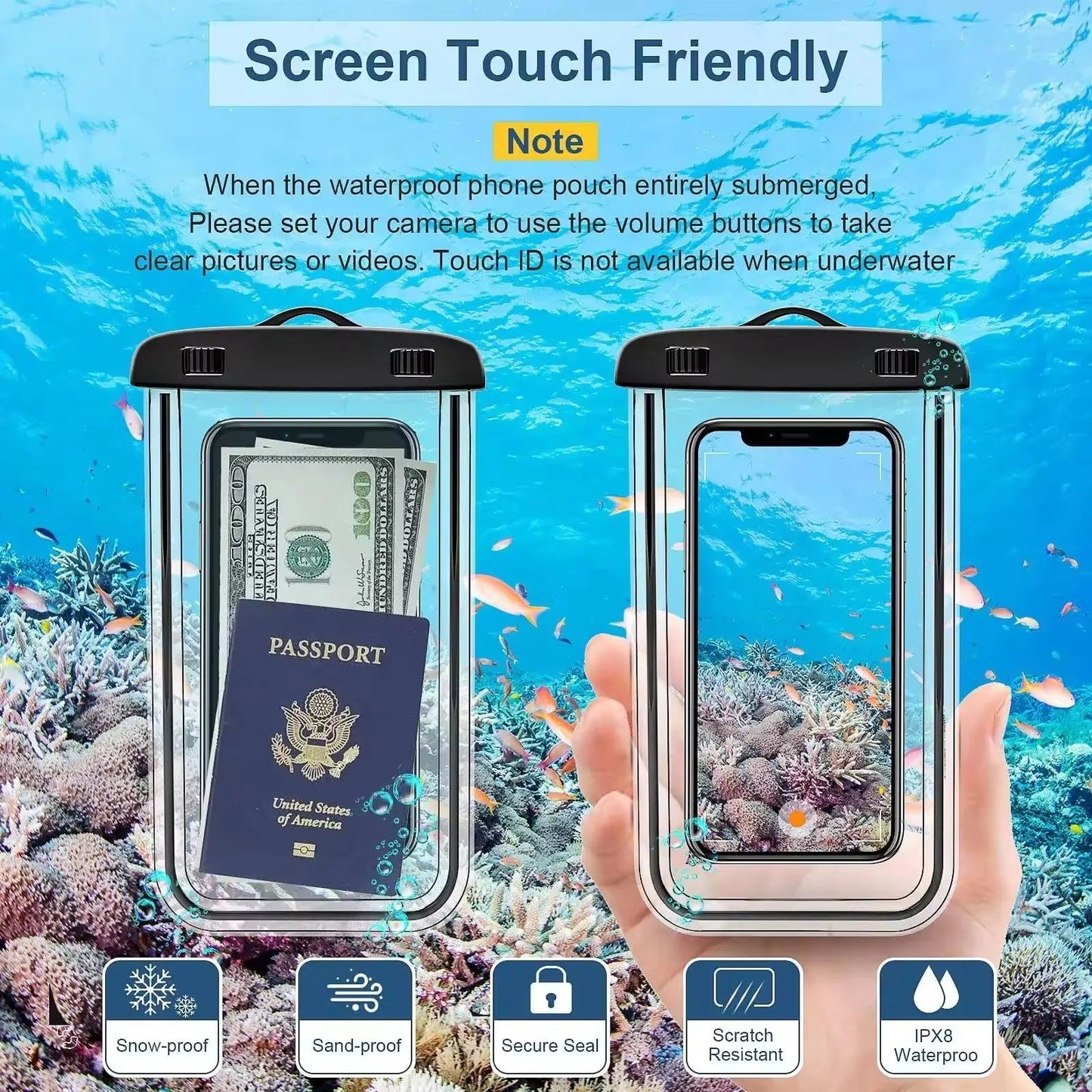 1-3Pcs Waterproof Phone Pouch Drift Diving Swimming Bag Underwater Dry Bag For Phone Water Sports Beach Pool Skiing 6 inch Viralgem Store