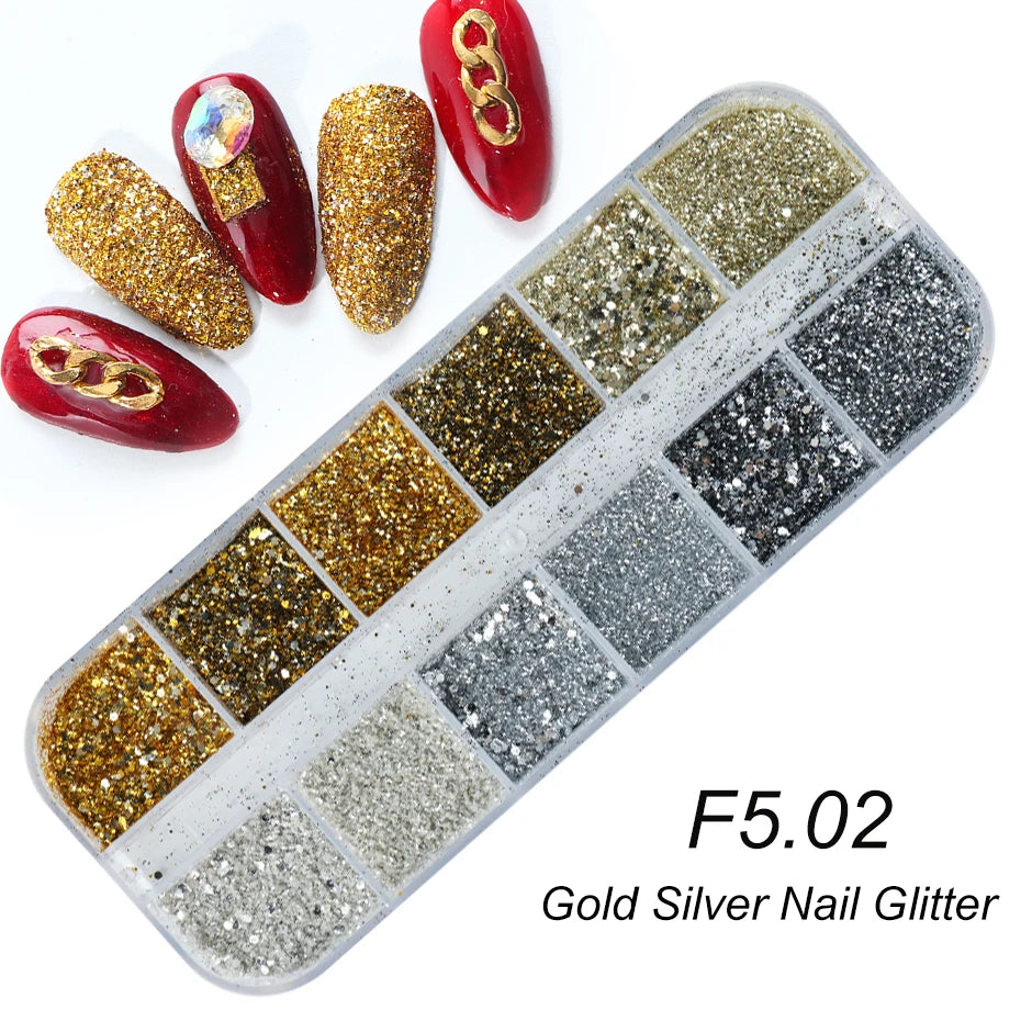 12 Grids Opal Dream Crystal Sequins Nail Flake Galaxy Iridescent Aurora 3D Paillette for Winter Autumn Manicure Decoration SWYFH Viralgem Store