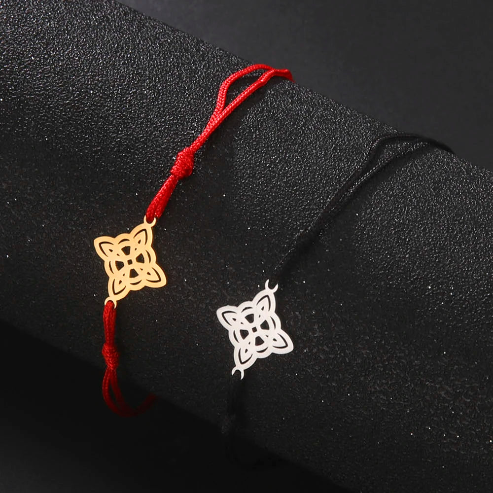 Witch Knot Pendant Stainless Steel Charm Bracelet Vintage Fashion Wax Rope Chain for Women men Good Luck Amulet Jewelry New in Viralgem Store