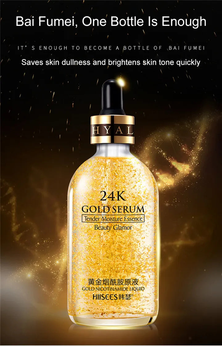 24K Gold Facail Essence Oil Hyaluronic Acid Moisturizer Serum Brightening Day Creams Anti Aging Skin Care 30/100ML