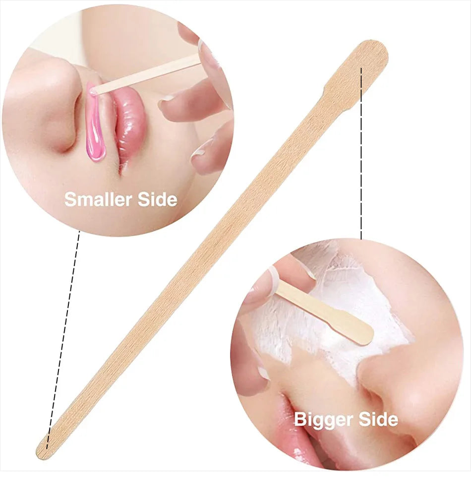 100Pcs Wooden Hair Removal Stick Face Wax Sticks Depilation Spatula Body Eyebrow Applicator Smooth Tongue Depressor Beauty Tools