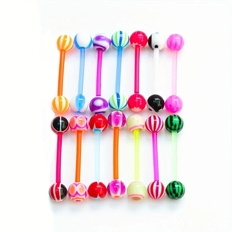 100/50/30/10 Pcs Mixed Color Acrylic Rod Tongue Nails Set Simple Body Jewelry Tongue Earrings Decor Piercing