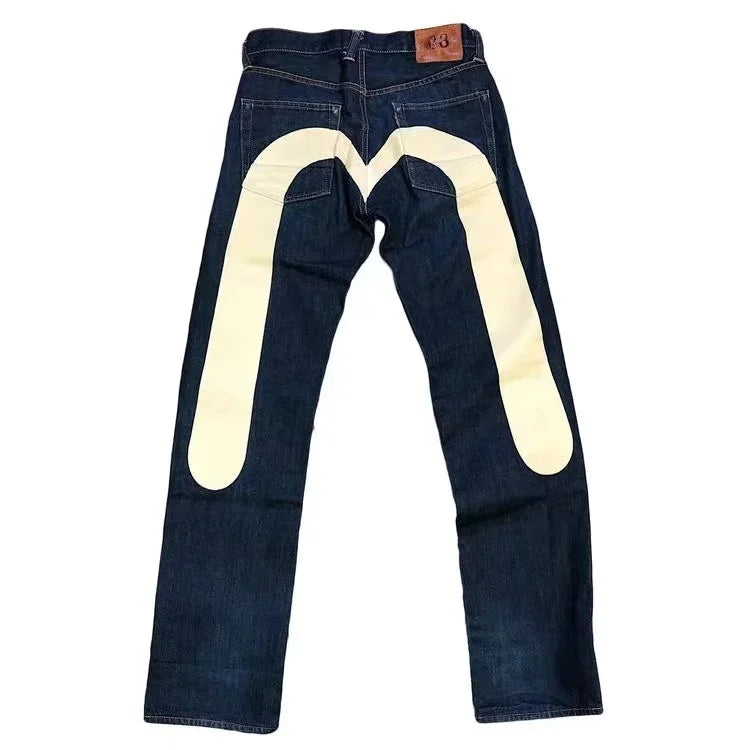Y2K  Jeans Best-Selling Retro Personalized Print Jeans Men  New Punk Hip Hop Gothic Loose Straight Jeans Couple Street Wear