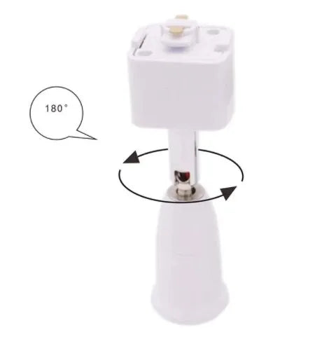 1pcs E27 Track Light Head 360 Rotation LED Light Spotlight Head Base 2 Wire Guide Rail to E27 Lmap Holder White Black Viralgem Store