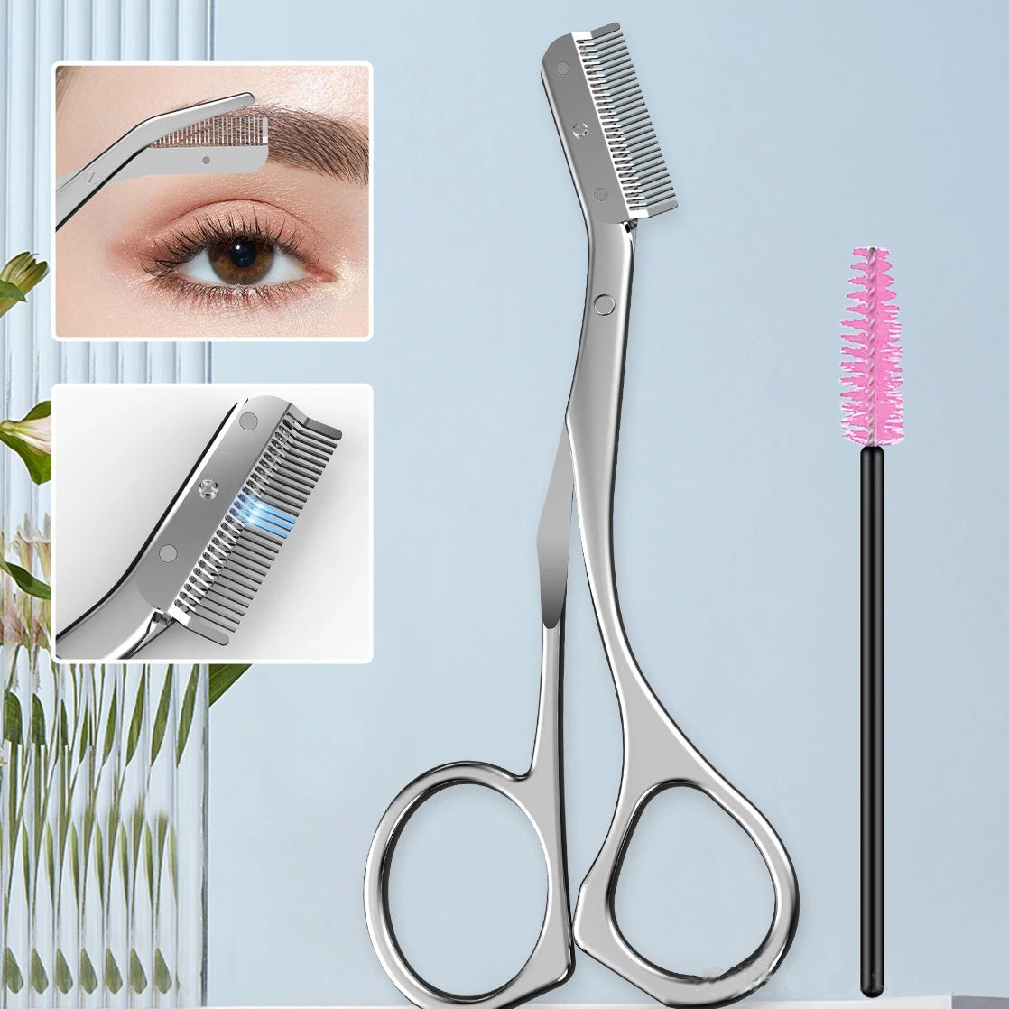 Stainless Steel Eyebrow Scissors With Eyebrow Comb High Quality Makeup Scissors Eyebrow Trimming Knife Hair Remover Shaver Tool Viralgem Store
