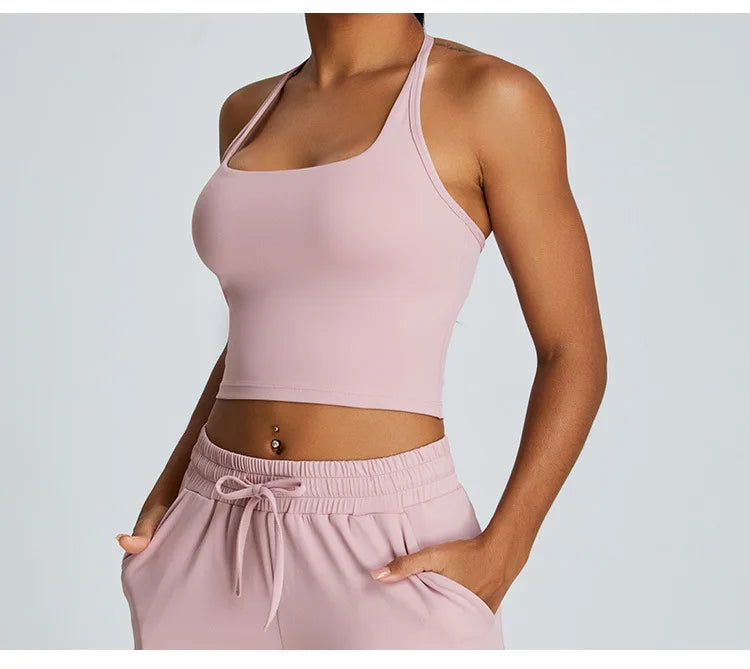 YJ-Spring and Summer New Halter Yoga Vest Women's Sling Beauty Back Exercise Underwear Slim Fit and Quick-Drying Yoga Clothes Br
