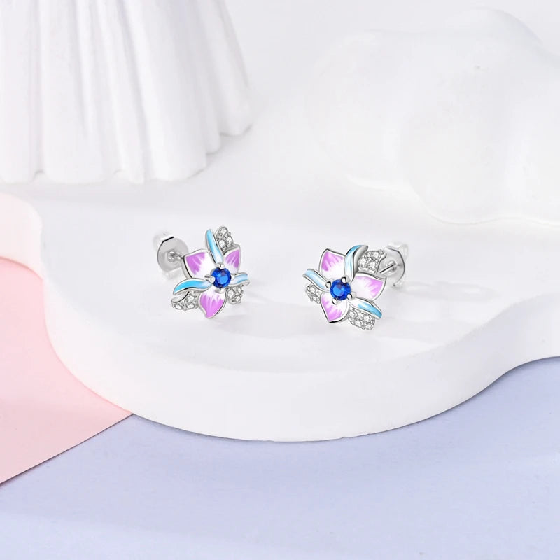 100% 925 Sterling Silver Earrings For Women Colorful Zircon flower Star Butterfly Cat Pendants Earrings Elegant Party Jewelry