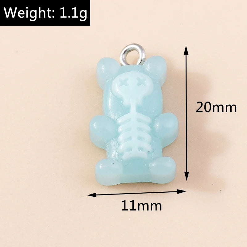 30colors 10pcs 22X11mm Candy Color Gummy Mini Bear Charms for Making Cute Earrings Pendant Necklace DIY Creative Jewelry Finding