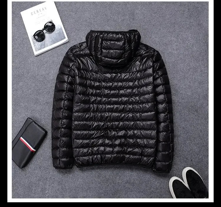 2024 New High-grade Men's White Duck Down Light Down Jacket Men's Short Hooded Men's Autumn Winter Lightweight Coat Men Jacket