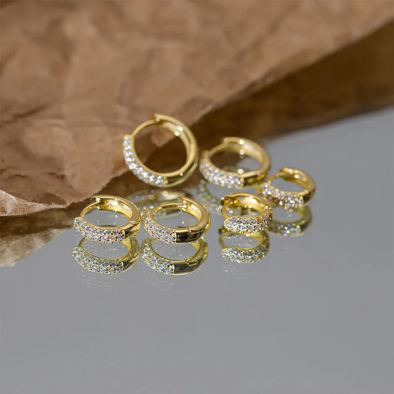 Aide 925 Sterling Silver Pave White CZ Stone Thick Hoop Earrings For Women Minimalist Mini Cartilage Chunky Earring Hoops Gift