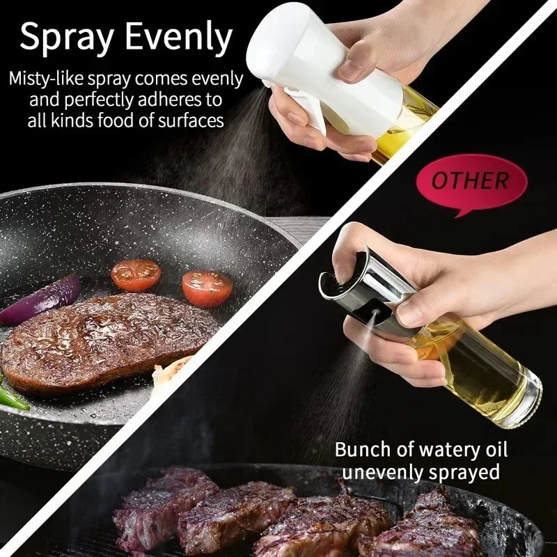 300ML Olive Oil Spray Bottle Kitchen Soy Sauce Vinegar Seasoning Container Dispenser for Camping BBQ Roasting Cooking Salad