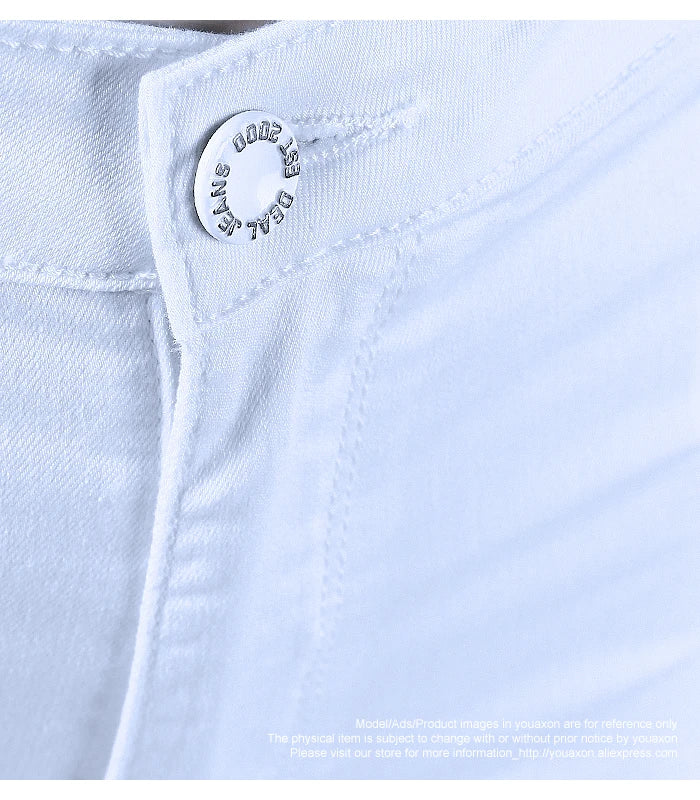1888 Youaxon Summer Women`s High Waist White Basic Fashion Stretch Skinny Denim Pants Trousers Jeans For Women Free Shipping