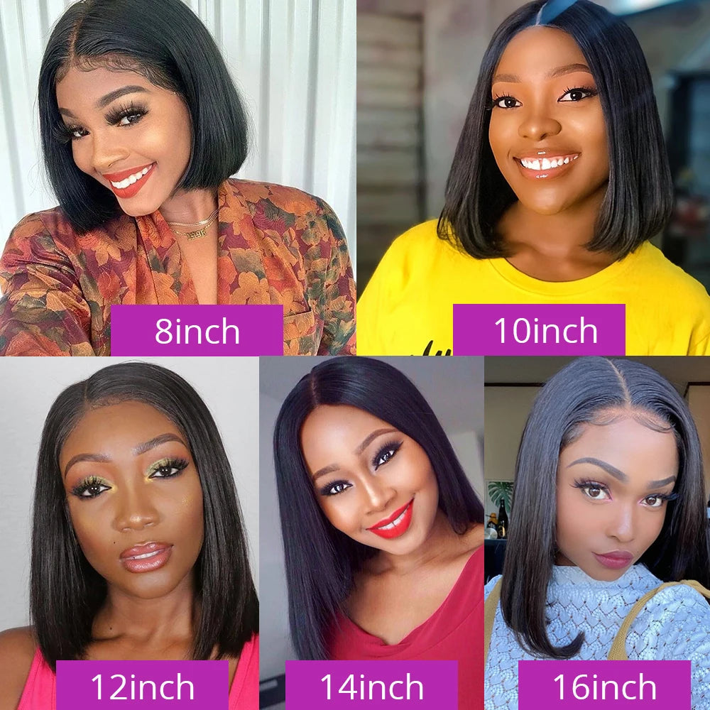 Straight bob Wig 100% Human Hair Wigs 8inch Glueless Transparent Lace Frontal Wig 13x4 Lace Frontal Short Bob Wig of Wowen Viralgem Store