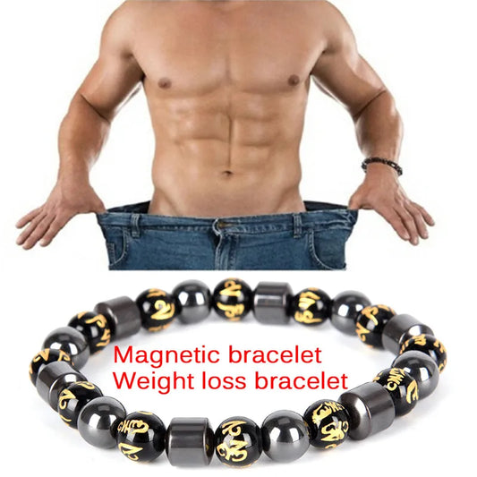 1PC Magnetic Therapy Bracelet Beads Hematite Stone Health Care Weight Loss Jewelry Magnet Mantra Natural Stone Bracelet