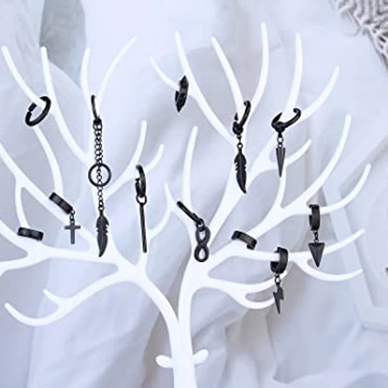 14 Pieces/1 Piece Clip Earrings Boy Kpop Earrings Set Chain Drop Earrings For Men And Women Huggie Hinged Hoop Drop Earrings Viralgem Store