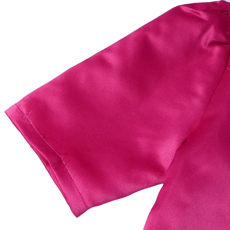 VONDA Plus Size 5XL Elegant Satin Summer Midi Dress 2024 Women Short Sleeve Vestidos Casual Belted Loose Solid Color Long Robe