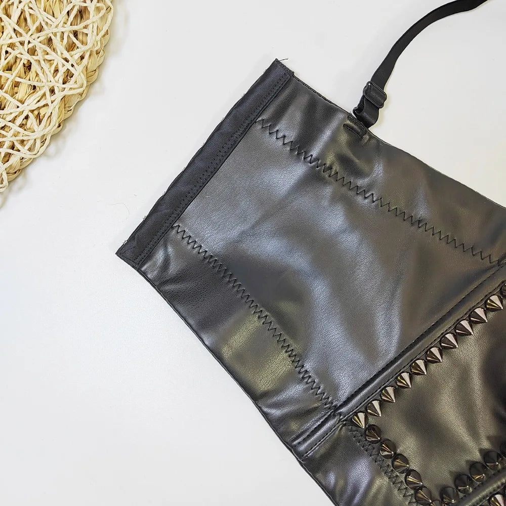 SXTHAENOO New Women Black PU Leather Corset Top Crop Bustier Bra Push Up Bodice Sexy Lingerie With Chest Pad Party Short Clothes