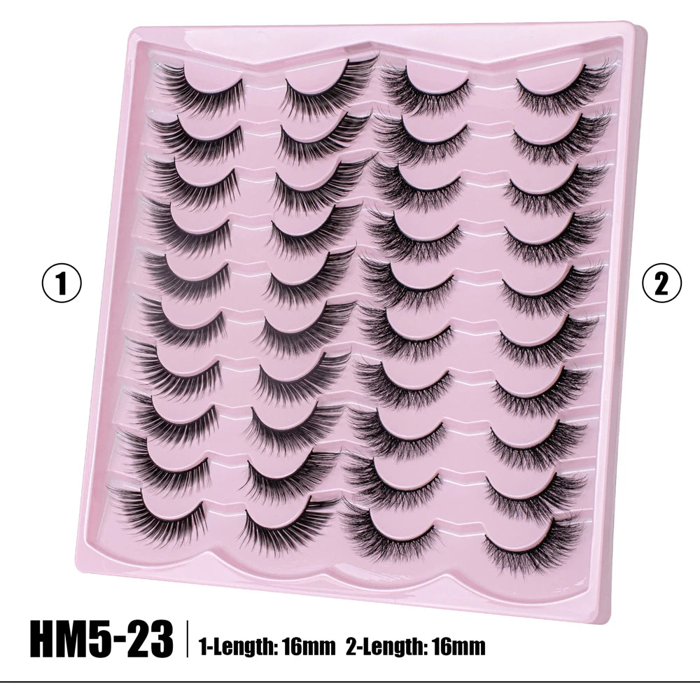 2 Style 20 Pairs Eyelash 3D Natural Mink False Eyelashes Makeup Fake Eye Lashes Faux Cilios Make Up Beauty Tools Wholesale