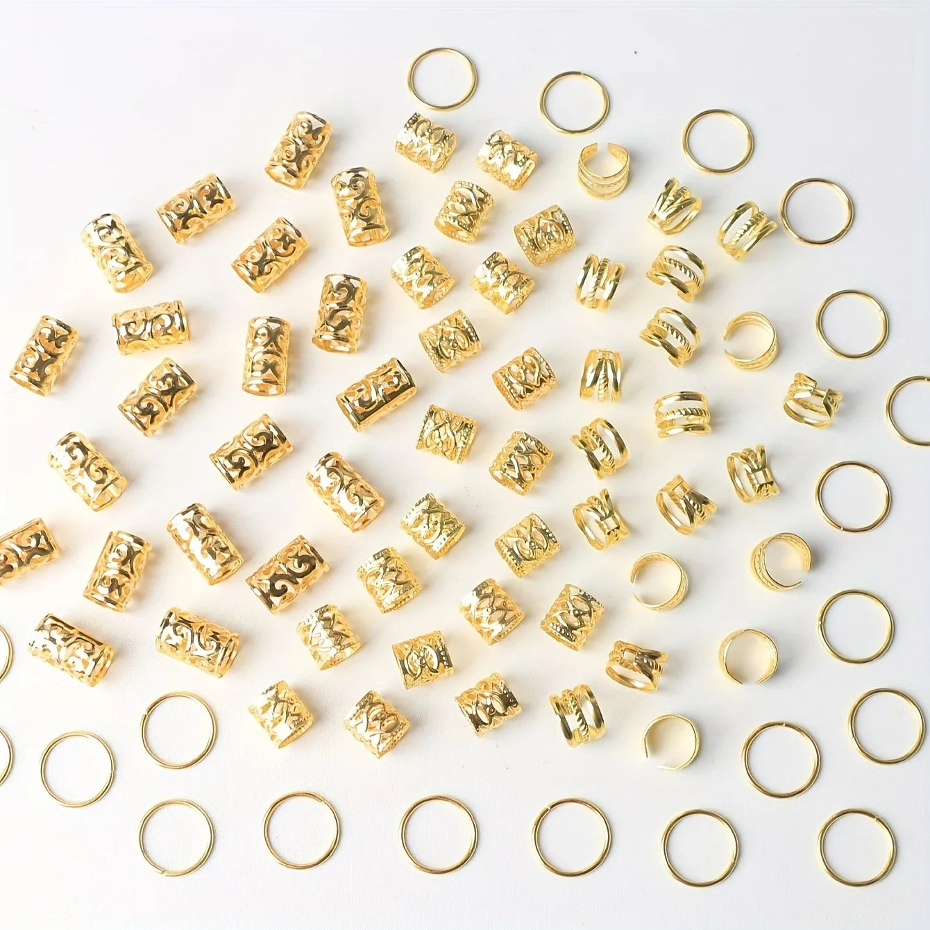 80PCS/Set Vintage Hollow Hair Rings Alloy Hair Cuff Hair Pins Loops Hair Accessories Loc Hair Jewelry for Braids Viralgem Store