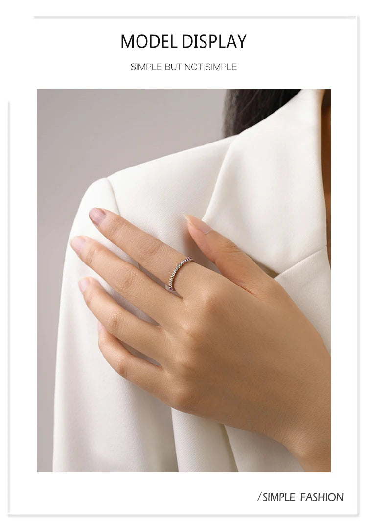 Ailmay 925 Sterling Silver Fashion Colorful Round Zirconia Stackable Finger Ring For Women Elegant Wedding Accessories Jewelry Viralgem Store