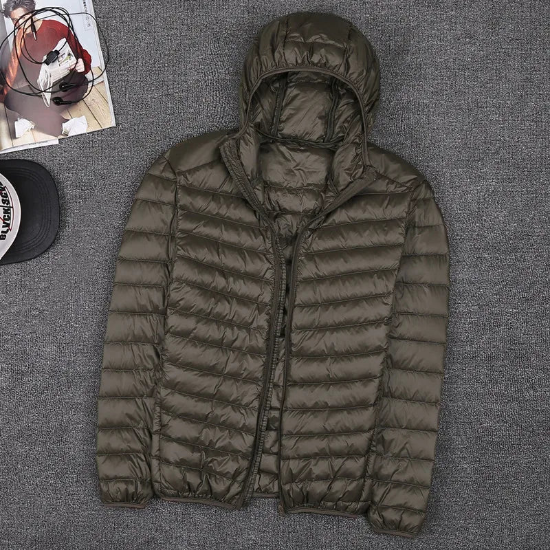 2024 New High-grade Men's White Duck Down Light Down Jacket Men's Short Hooded Men's Autumn Winter Lightweight Coat Men Jacket