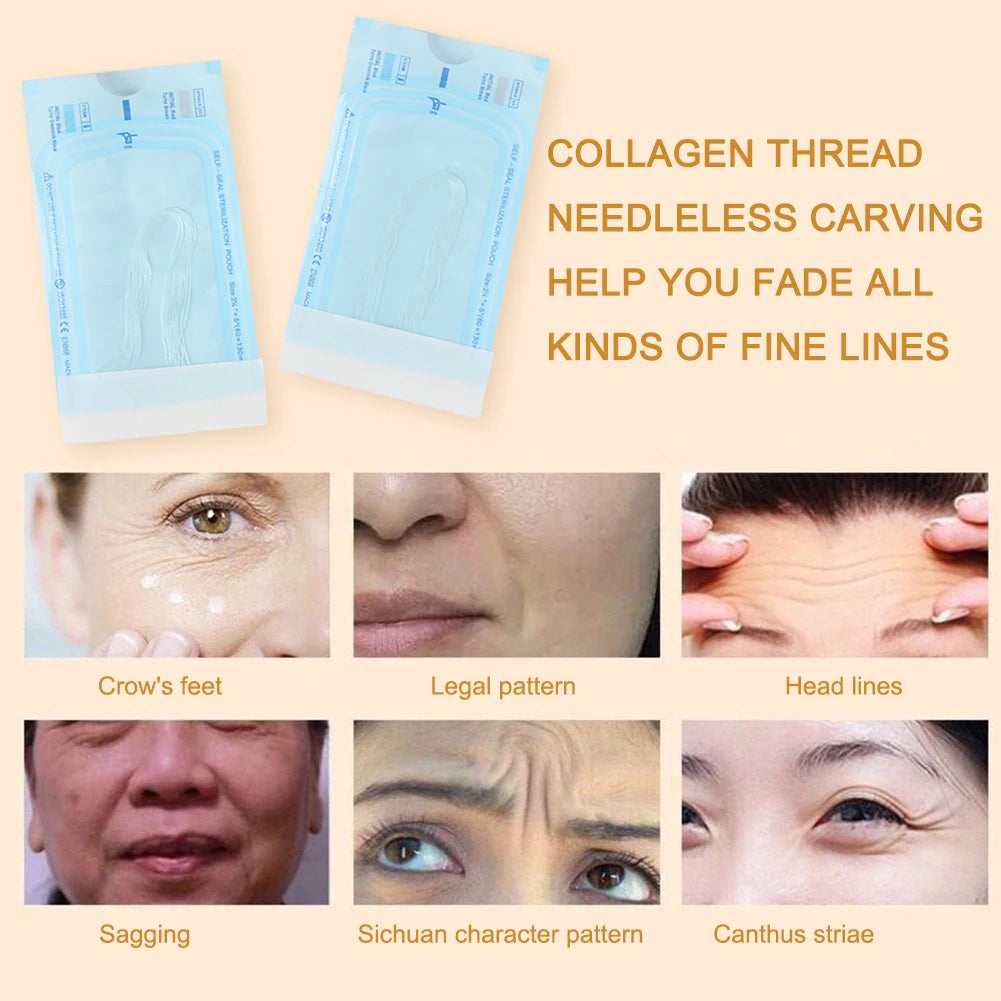 1-360Pcs Absorbent Collagen Threads No Needle Gold Protein Line Anti Aging Women Collagen Face Filler Protein Thread Skin Care