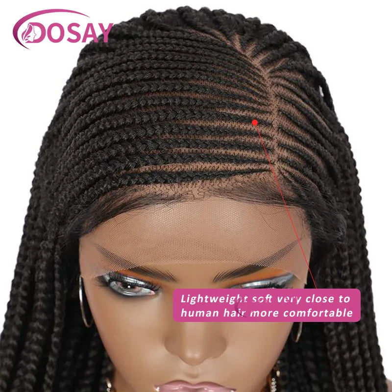 36" Synthetic Full Lace Front Wig Cornrow Braided Wigs for Black Woman Crochet Dreads Box Braided Lace Wig Faux Locs Braids Wigs Viralgem Store
