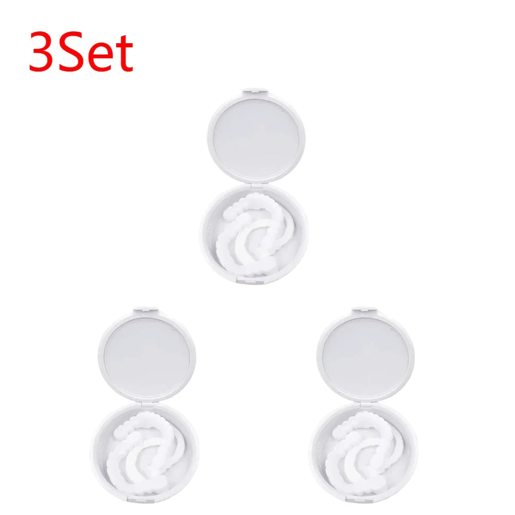 1-5Set Upper Lower Temporary Fit Fake Teeth Cosmetic Denture Smile Veneers False Teeth Brace Cover Upper False Tooth Cover Snap Viralgem Store