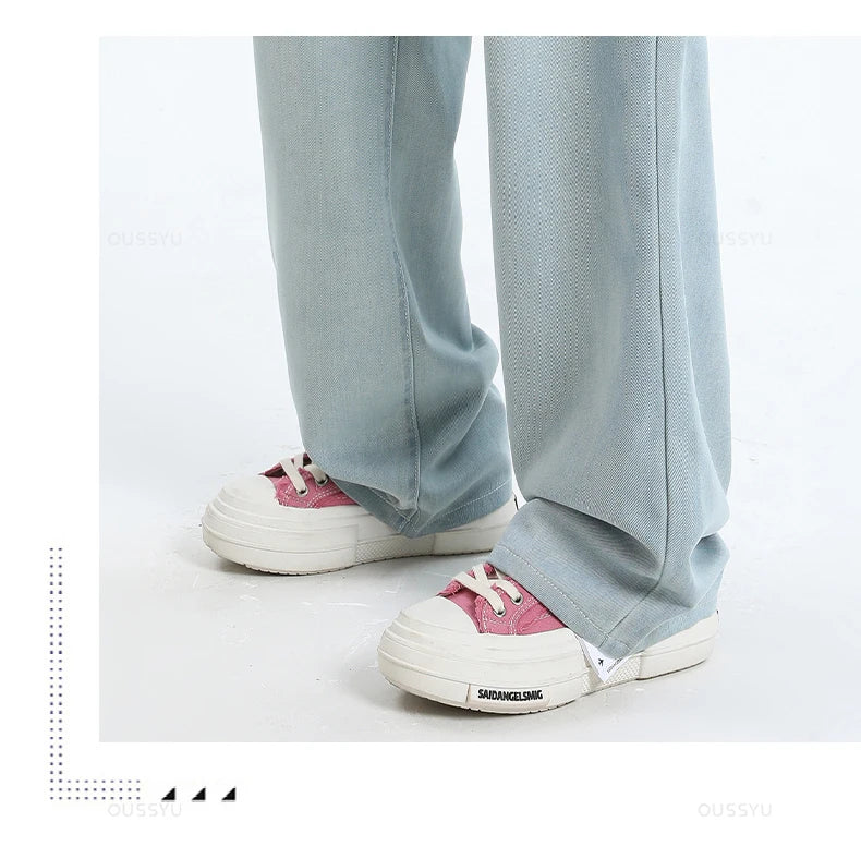 Summer High Quality Soft Lyocell Fabric Woman Jeans Thin Loose Straight High Waisted Pant Fashion Comfort Blue Casual Trousers Viralgem Store