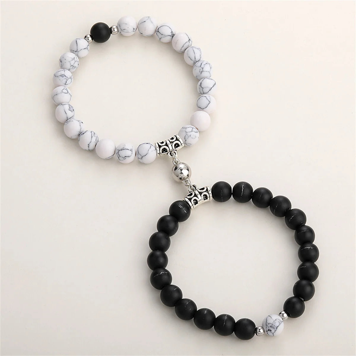 2pcs/set Natural Stone Beads Bracelet for Women Men Lovers Magnet Attraction Couple Distance Bracelets Best Friends Jewelry Gift