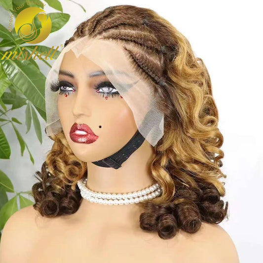 4T30T4 Color  Loose Wave Remy Human Hair Wigs 250% Density 13x4 Lace Frontal Cornrow Braided Wig SLoose Fumi Lace Braid Wig