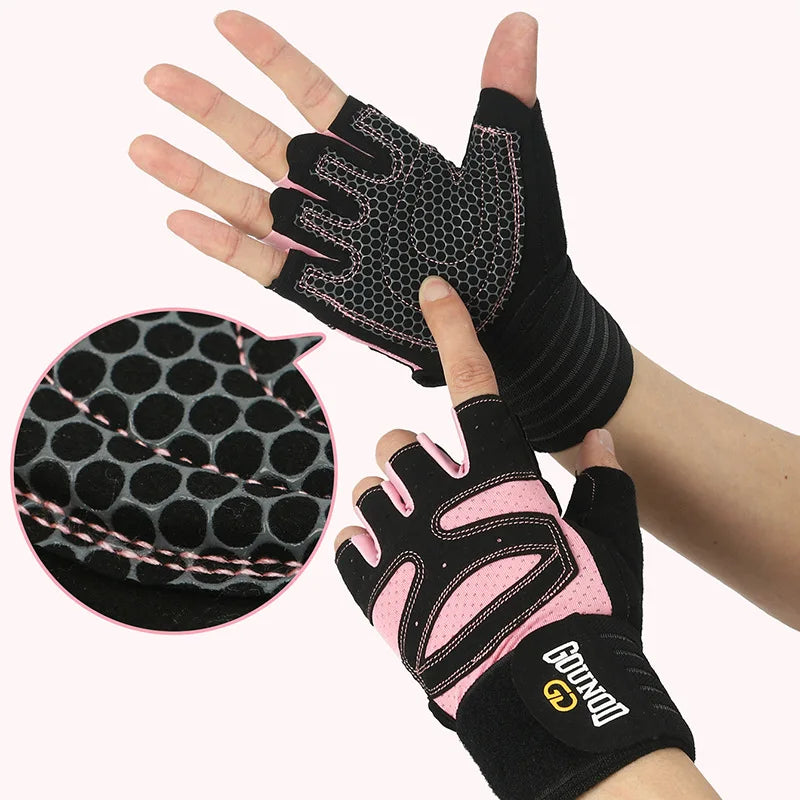 Women Men Extended Cycling Bicycle Gloves Half Finger Gym Gloves Mitten Breathable Anti-slip Glove Fitness Sport Training Gloves