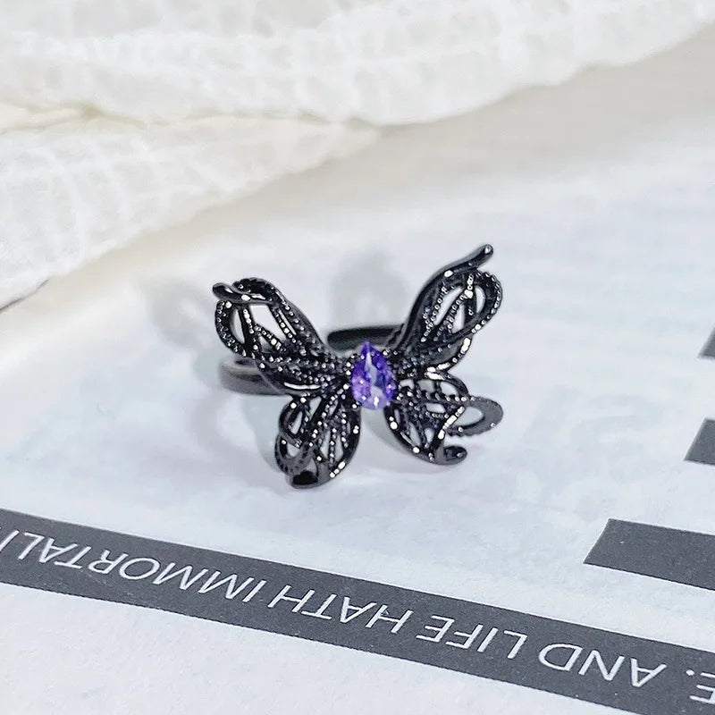 2025 Dark Gothic Irregular Zircon Adjustable Unisex Ring