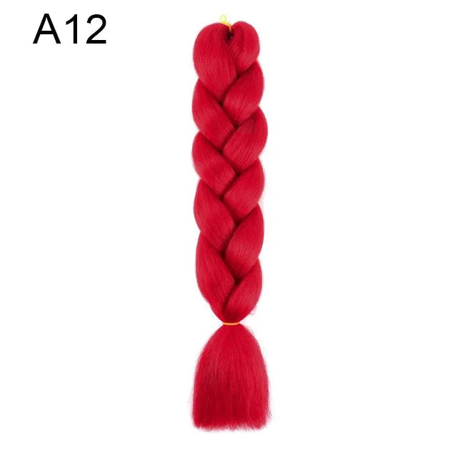 24Inch Synthetic Braiding Hair Extension Ombre Color Rainbow DIY Jumbo Hair Pink Red Blue Hairstyle for Women Viralgem Store