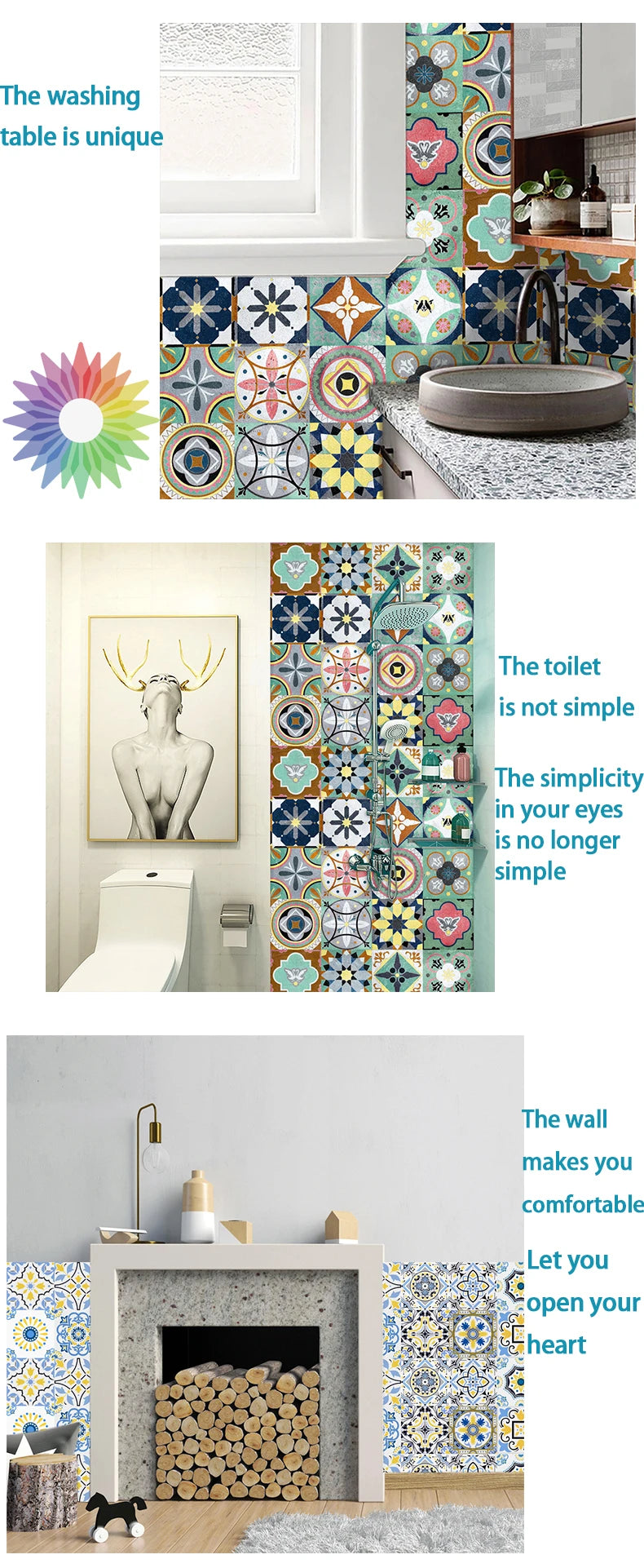 16pcs/set Black & White Tiles Sticker Kitchen Backsplash Wardrobe Bathroom Waterproof Peel & Stick Bright Film Art Wall Decals