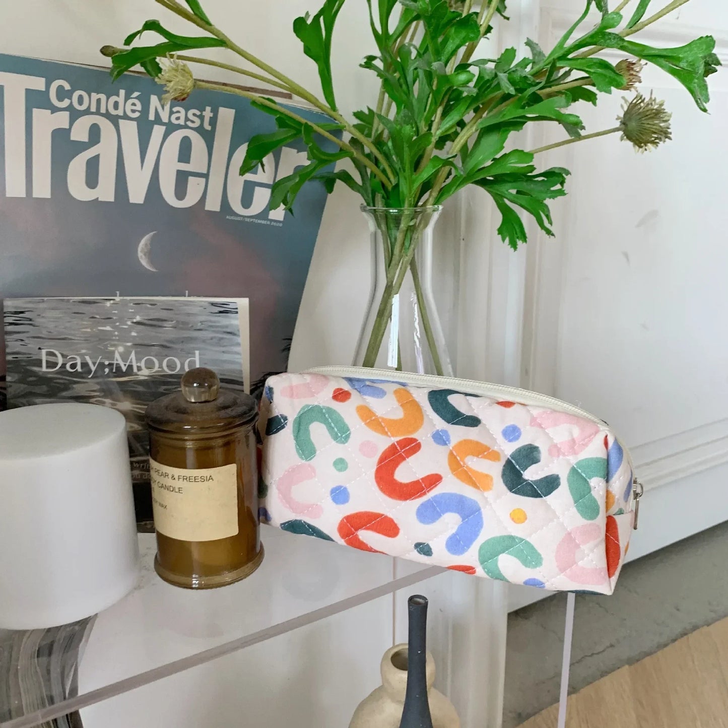 Women Flower Cosmetic Bags Girl Pencil Case Embroidery Student Korean Kawaii Cases for Girls Make Up Brush Storage Pouch