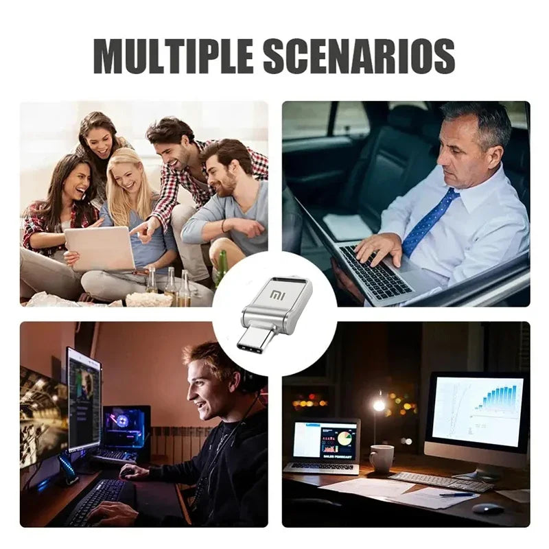 Xiaomi 2TB 3.2 Flash Drive USB Type-c 2-In-1 High Speed Transfer Metal U Disk Waterproof Universal For Mobile Phone Computer