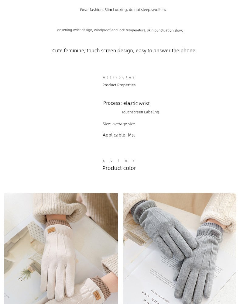 Women's Warm-Keeping and Cold-Proof Five-Finger Double-Layer Thickened Gloves for Autumn and Winter