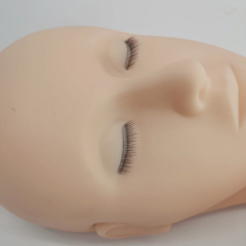 4D Eyelash Extension Practice Mannequin Head Lashes Grafting Training Tools with 4 Layers Lashes Makeup Teaching Makeup Tools